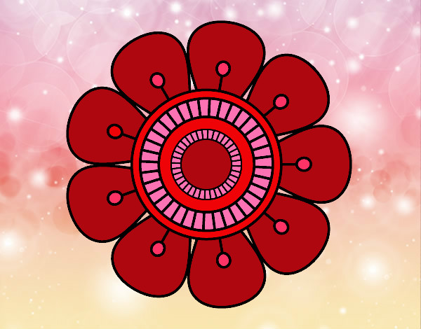Dibujo Mandala en forma de flor pintado por ELENARO
