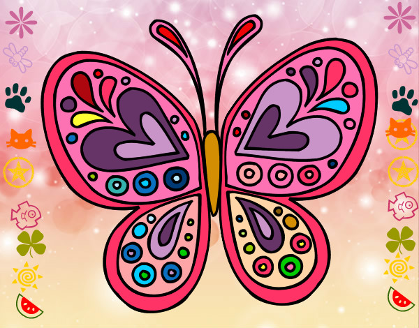 Dibujo Mandala mariposa pintado por delfacha