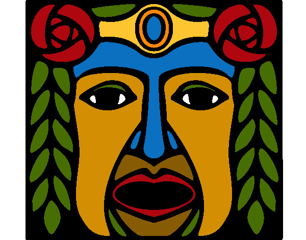 Dibujo Máscara Maya pintado por tethy