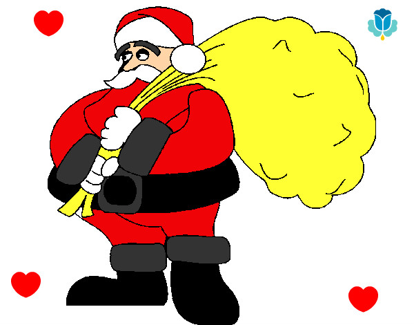 Dibujo Papa Noel con el saco de regalos pintado por HCCE