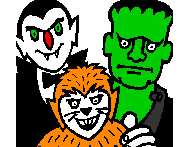 Dibujo Personajes Halloween pintado por HCCE