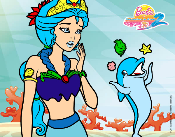Dibujo Sirena con delfín pintado por MelinaAbby