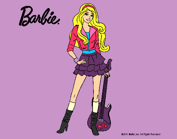 Dibujo Barbie rockera pintado por delfacha
