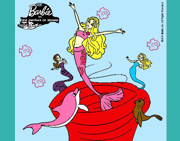 Dibujo Barbie sirena contenta pintado por roberta200