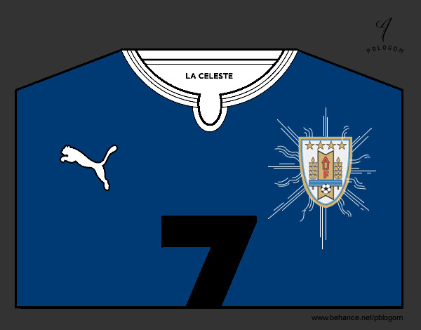 Dibujo Camiseta del mundial de fútbol 2014 de Uruguay pintado por martina50