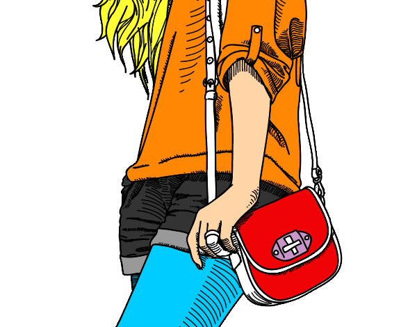 Dibujo Chica con bolso pintado por laus