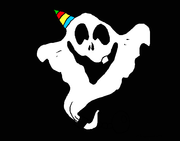 Dibujo Fantasma con sombrero de fiesta pintado por audora