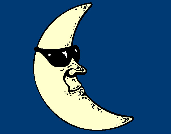 Dibujo Luna con gafas de sol pintado por perrior