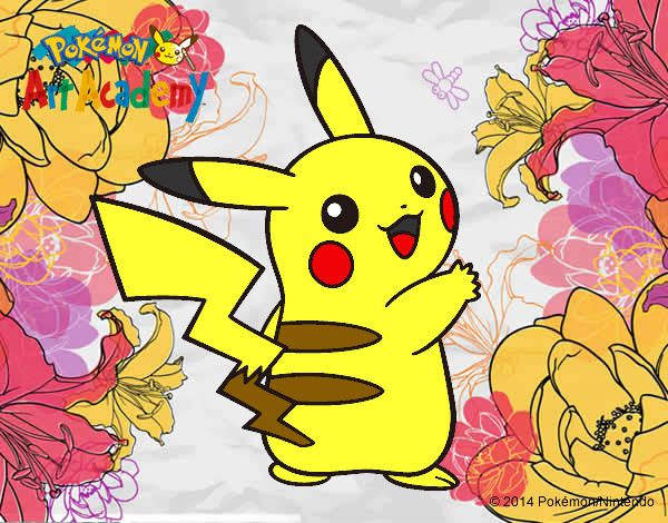 Dibujo Pikachu de espaldas pintado por caro44