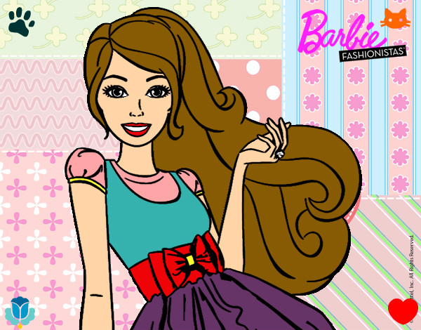 Dibujo Barbie con su vestido con lazo pintado por miapp