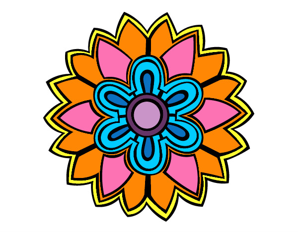 Dibujo Mándala con forma de flor weiss pintado por PaolitaS13