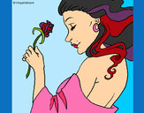 Dibujo Princesa con una rosa pintado por queyla