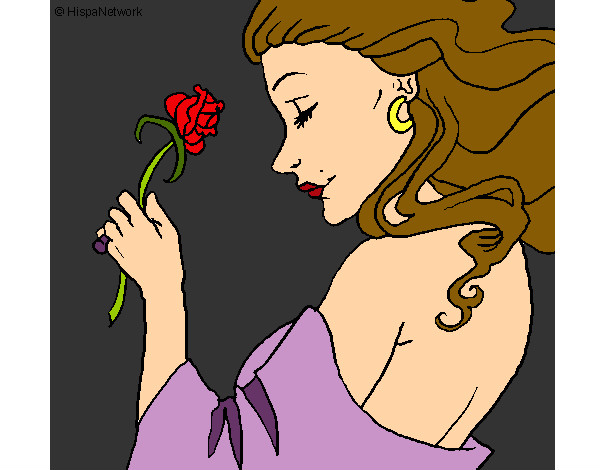 Dibujo Princesa con una rosa pintado por yarco94