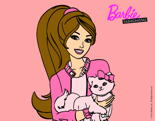 Dibujo Barbie con su linda gatita pintado por Adriana11
