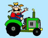 Dibujo Granjero en su tractor pintado por queyla