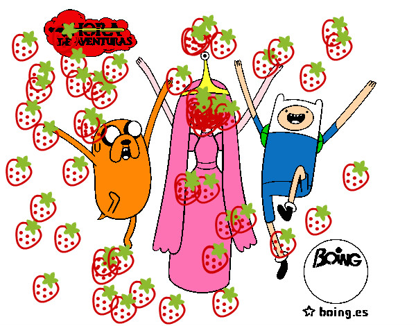 Dibujo Jake, Princesa Chicle y Finn pintado por azuena 