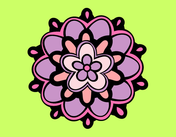 Dibujo Mándala con una flor pintado por nancygomez