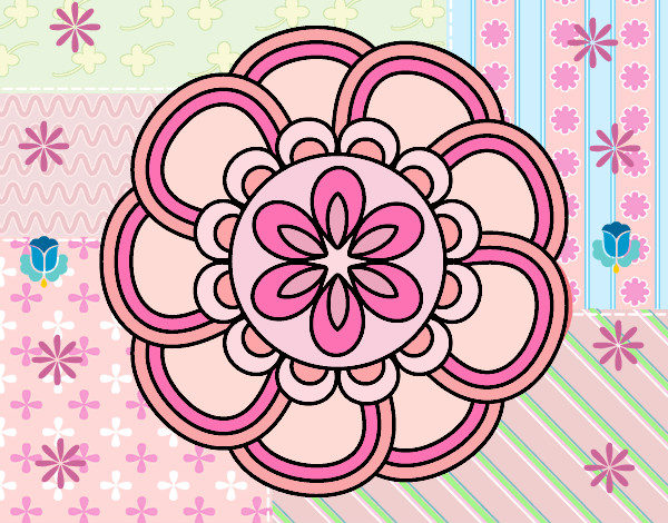 Mandala de pétalos con distintos tonos de rosa