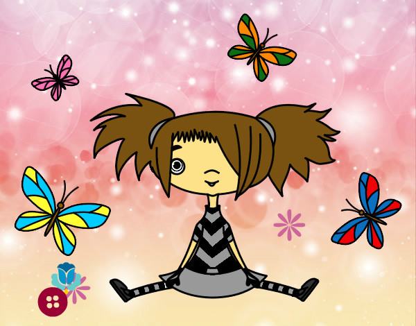 Dibujo Niña con mariposas pintado por ARGOM