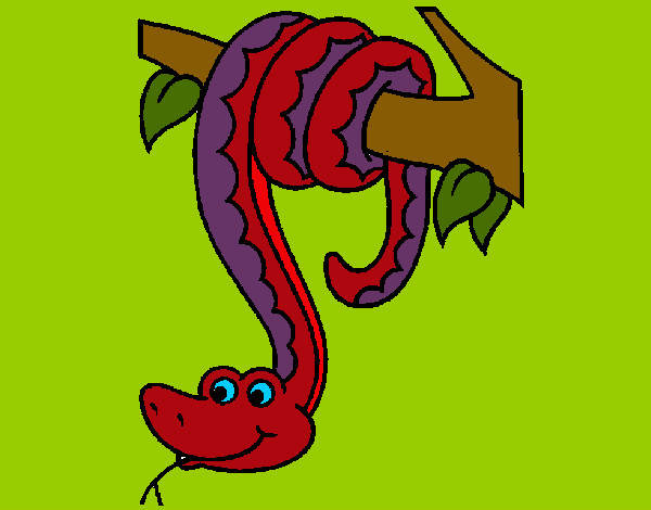 Dibujo Serpiente colgada de un árbol pintado por JuanMar3