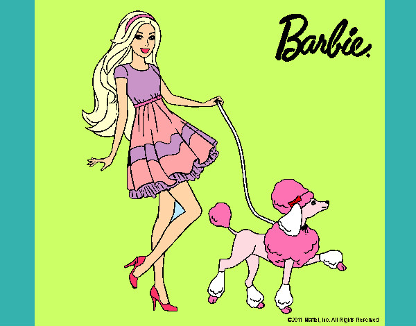 Dibujo Barbie paseando a su mascota pintado por erikavazso