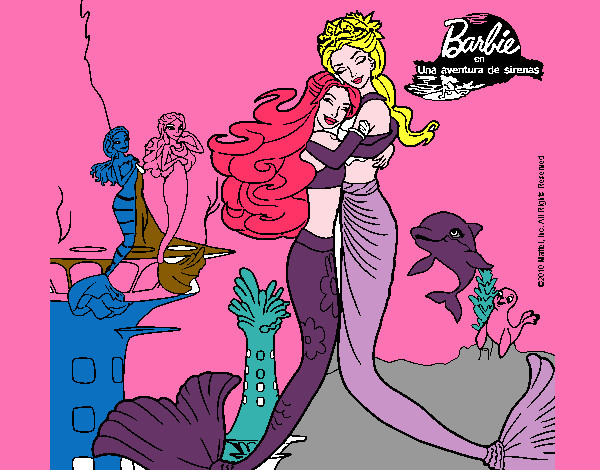 Dibujo Barbie sirena y la reina sirena pintado por sofi1604