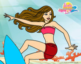 Dibujo Barbie surfeando pintado por panmi