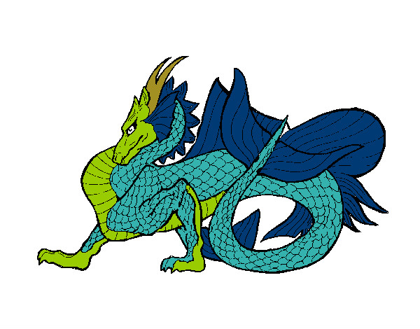 Dibujo Dragón de mar pintado por Valerita3