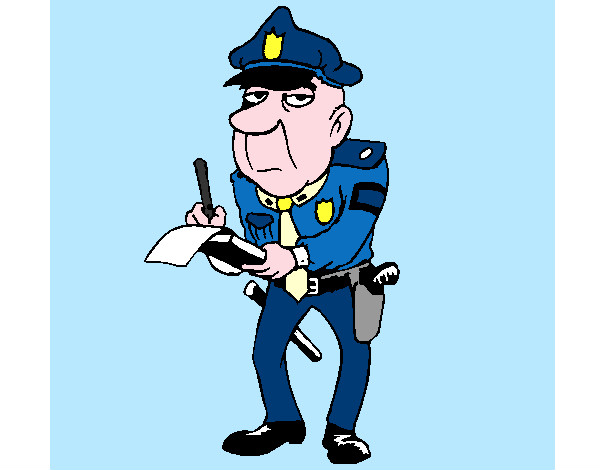 Dibujo Policía haciendo multas pintado por milimari