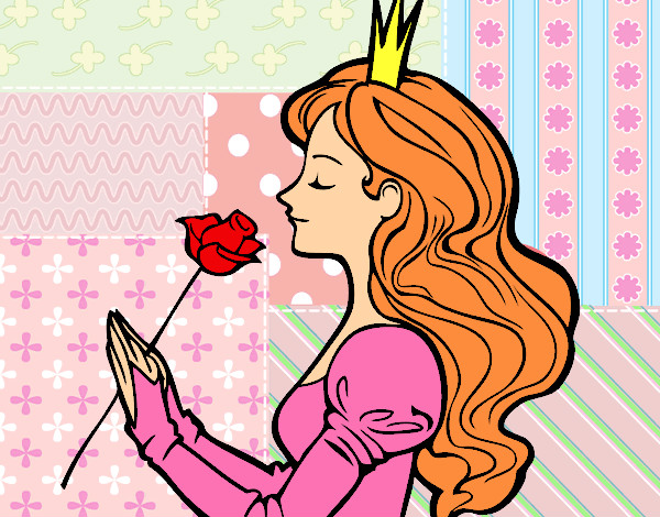 Dibujo Princesa y rosa pintado por Valerita3