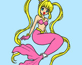 Dibujo Sirena con perlas pintado por clowden200
