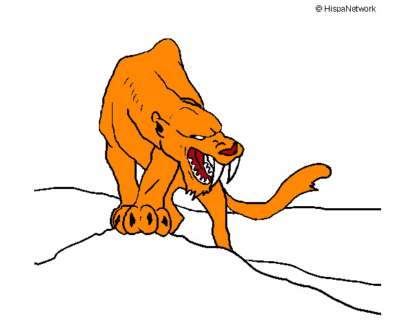 Dibujo Tigre con afilados colmillos pintado por lipaalgo