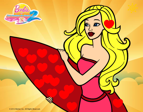 Dibujo Barbie va a surfear pintado por secayean