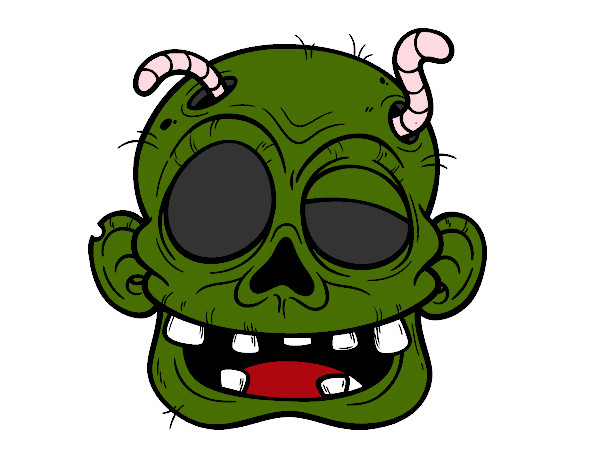 Dibujo Cara de zombie con gusanos pintado por marileny