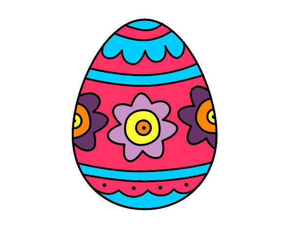 Dibujo Huevo de Pascua con flores pintado por Assin