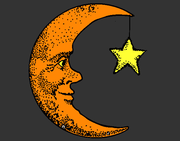 Dibujo Luna y estrella pintado por SanJoaquin