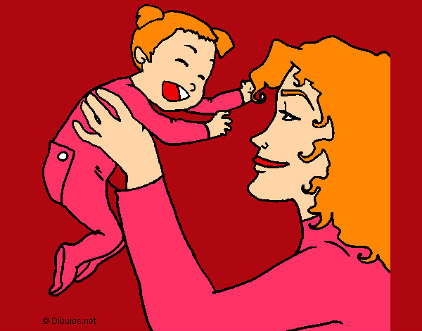 Dibujo Madre con su bebe 1 pintado por secayean