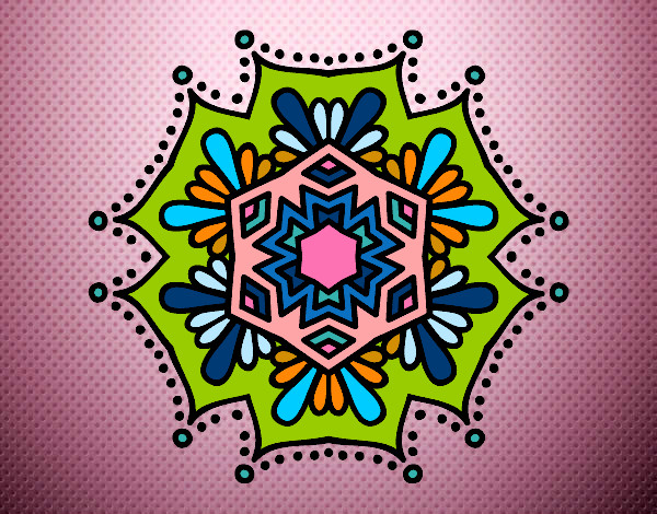 Dibujo Mandala flor simetrica pintado por pangu