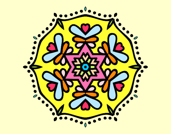 Dibujo Mandala simétrica pintado por Inocencia 