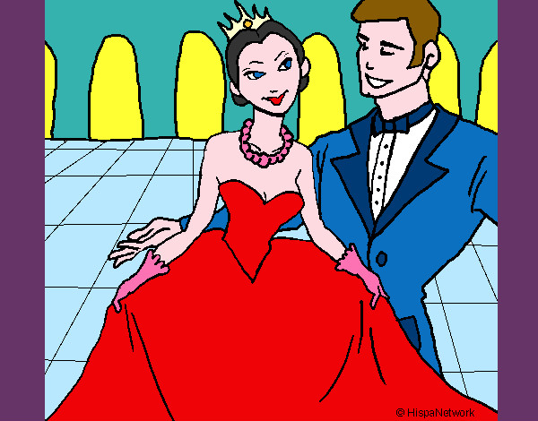 Dibujo Princesa y príncipe en el baile pintado por marileny