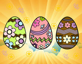 Dibujo Tres huevos de pascua pintado por mairta 