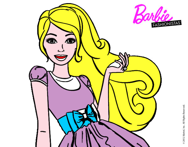 Dibujo Barbie con su vestido con lazo pintado por SofiaLeono