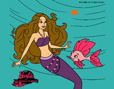 Dibujo Barbie sirena con su amiga pez pintado por Mariana973