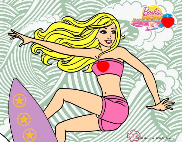 Dibujo Barbie surfeando pintado por sobeida