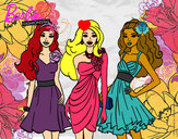 Dibujo Barbie y sus amigas vestidas de fiesta pintado por AlexaUribe