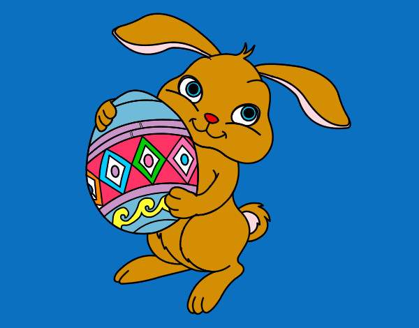 Dibujo Conejo con huevo de pascua pintado por clau1234
