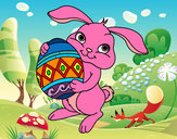 Dibujo Conejo con huevo de pascua pintado por queyla