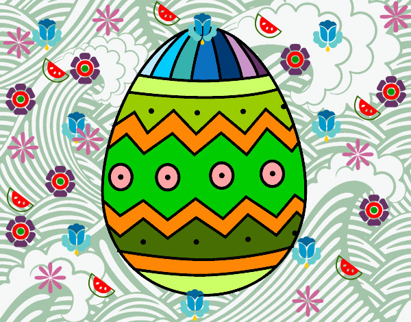 Dibujo Huevo de Pascua con estampados pintado por elisa15