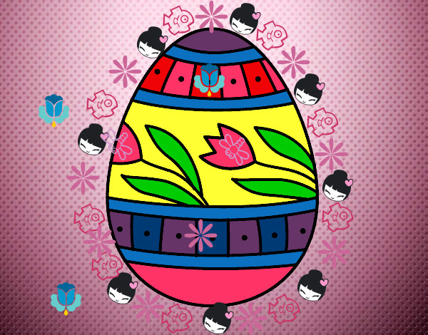 Dibujo Huevo de Pascua con tulipanes pintado por Anto05
