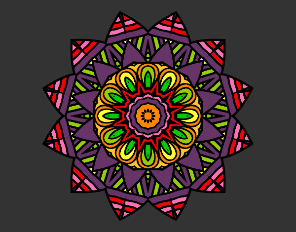 Dibujo Mandala frutal pintado por blanca